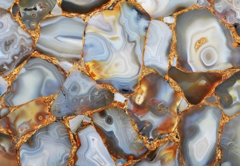 Agate Rubane With Gold - Detail
